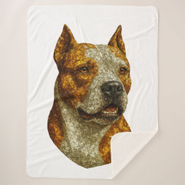 Pitbull Dog Portrait Sherpa Blanket