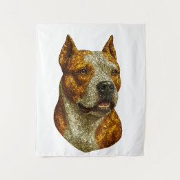 Pitbull Dog Portrait Tapestry