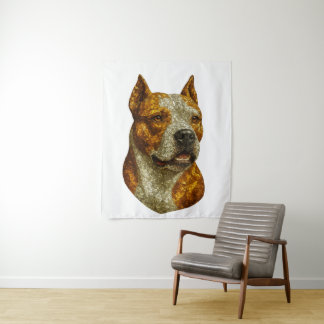 Pitbull Dog Portrait Tapestry