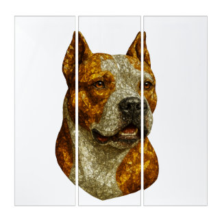 Pitbull Dog Portrait Triptych
