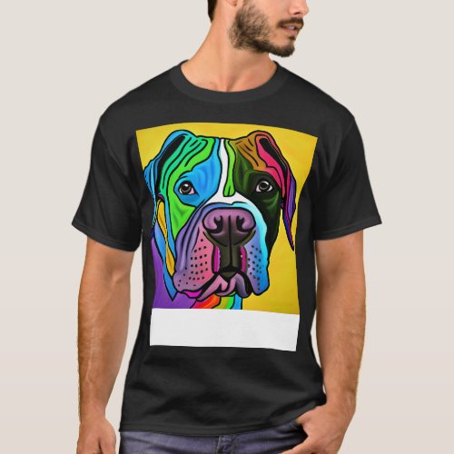 Pitbull Dog Rainbow Painting T_Shirt
