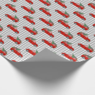 Pitbull Dog Red Christmas Truck Wrapping Paper