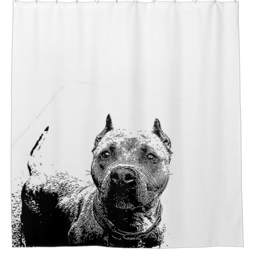 Pitbull dog shower curtain