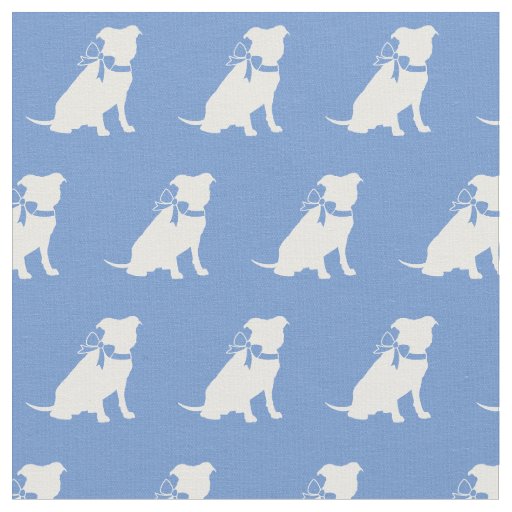 Pitbull Dog Silhouette Pet Pit Bull Light Blue Fabric