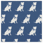 Pitbull Dog Silhouette Pet Pit Bull Navy Blue Fabric