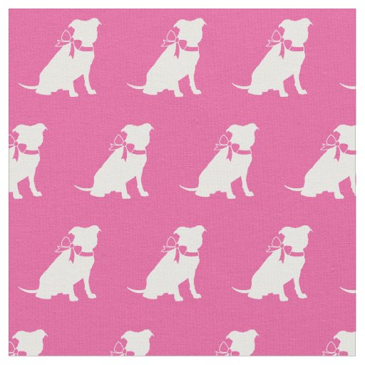 Pitbull Dog Silhouette Pet Pit Bull Pink Fabric