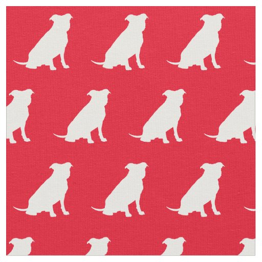 Pitbull Dog Silhouette Pet Pit Bull Red Fabric