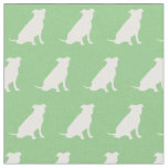 Pitbull Dog Silhouette Pet Pit Bull Sage Green Fabric