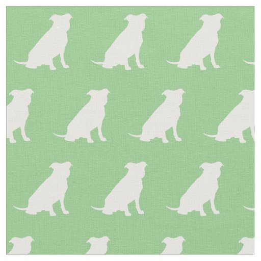 Pitbull Dog Silhouette Pet Pit Bull Sage Green Fabric