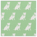 Pitbull Dog Silhouette Pet Pit Bull Sage Green Fabric