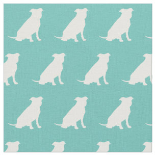 Pitbull Dog Silhouette Pet Pit Bull Teal Fabric
