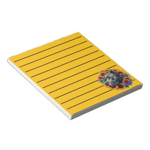 Pitbull Dog Surrounded by Vibrant Sunflowers Notepad