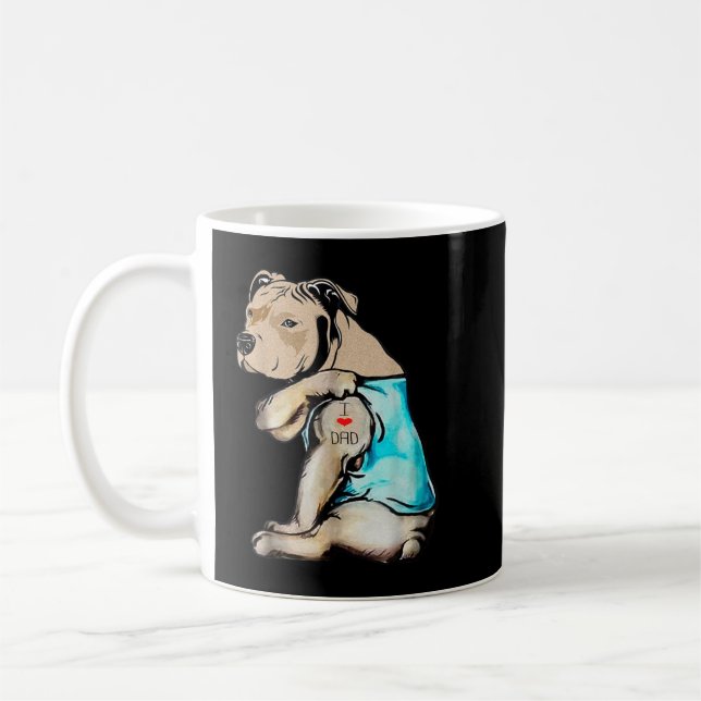 Pitbull Dog Tattoo I Love Mom Mother's Day Gift T- Coffee Mug (Left)