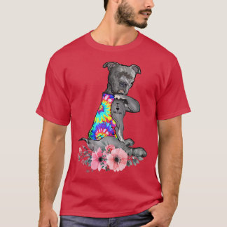 Pitbull Dog Tattoo I Love Mom Mother's Day Gift T-Shirt