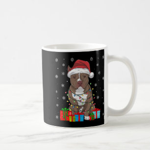 Pitbull Dog Ugly Xmas Lights Santa Hat Pitbull Dog Coffee Mug