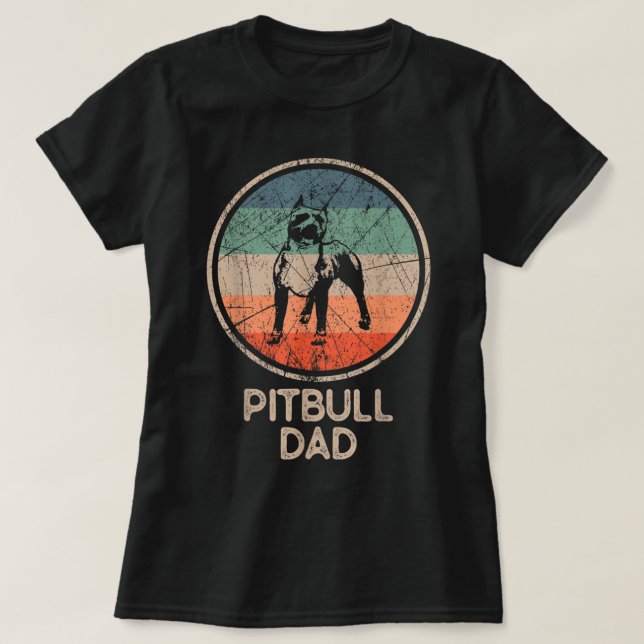 Pitbull Dog - Vintage Pitbull Dad T-Shirt (Design Front)