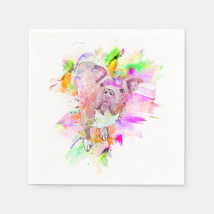 Pitbull Dog Watercolor Art Napkins