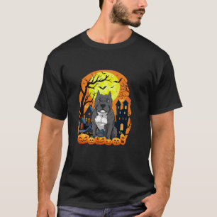 Pitbull Dog With Pumpkins Funny Scary Halloween Pa T-Shirt