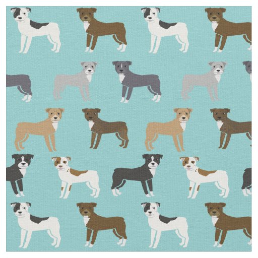 Pitbull dogs light blue fabric