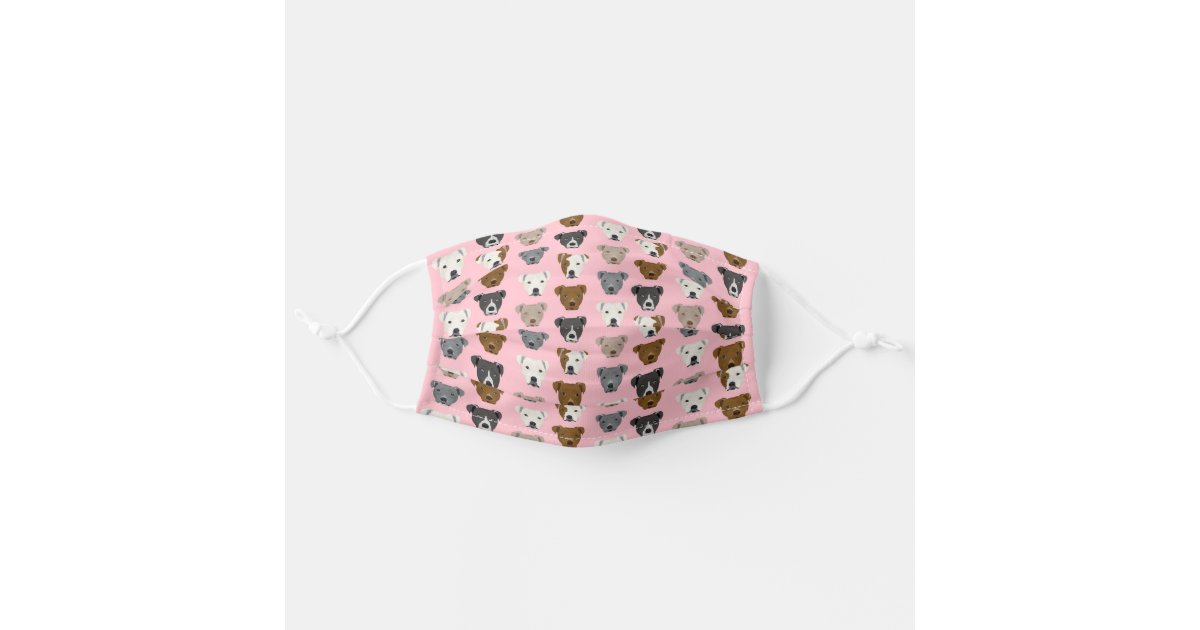 Pitbull Dogs Pink Cloth Face Mask Zazzle Com