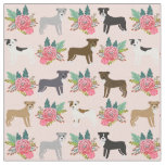 Pitbull Dogs pink florals Fabric
