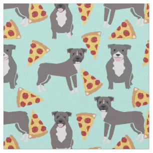 Pitbull dogs pizza mint fabric