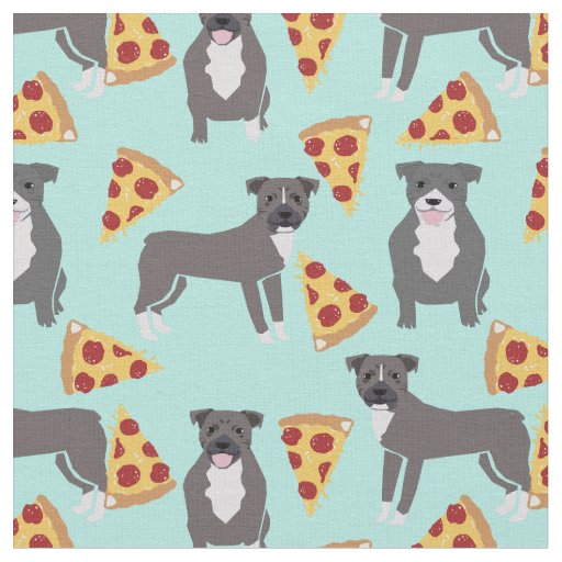 Pitbull dogs pizza mint fabric