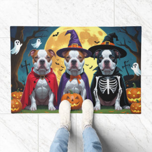 Pitbull Dogs Pumpkin Halloween Funny Doormat