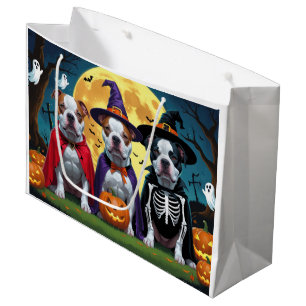 Pitbull Dogs Pumpkin Halloween Funny Large Gift Bag
