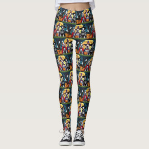 Pitbull Dogs Pumpkin Halloween Funny Leggings