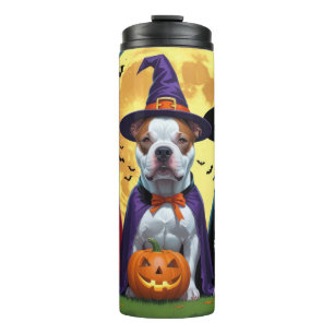 Pitbull Dogs Pumpkin Halloween Funny Thermal Tumbler