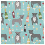 Pitbull dogs wine lover light blue fabric