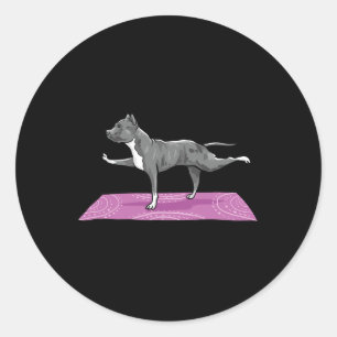 Pitbull Doing Yoga Funny Pitbull Dog Lover Yogi Te Classic Round Sticker