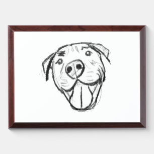 pitbull drawing simple dog lovers black white award plaque