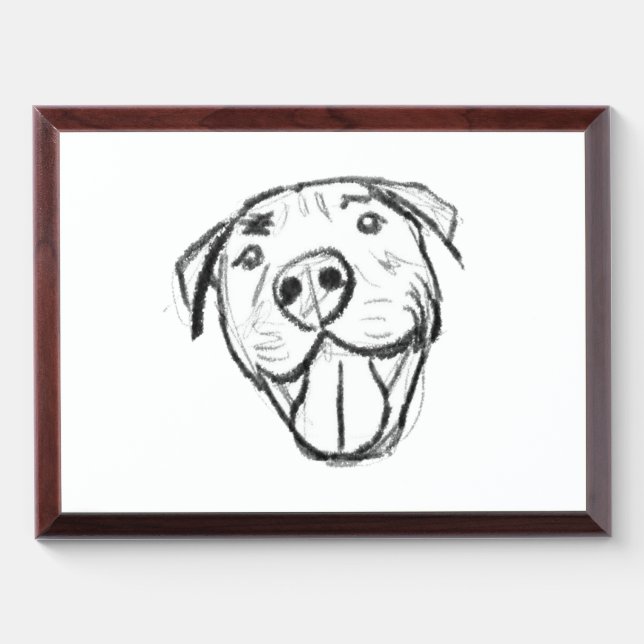 pitbull drawing simple dog lovers black white award plaque (Horizontal)