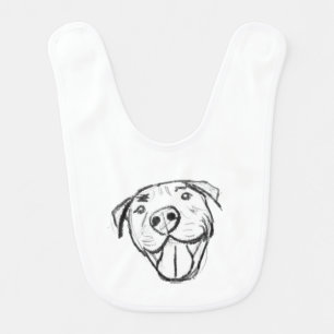 pitbull drawing simple dog lovers black white baby bib