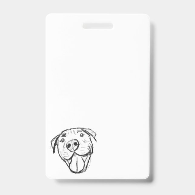 pitbull drawing simple dog lovers black white badge (Front)
