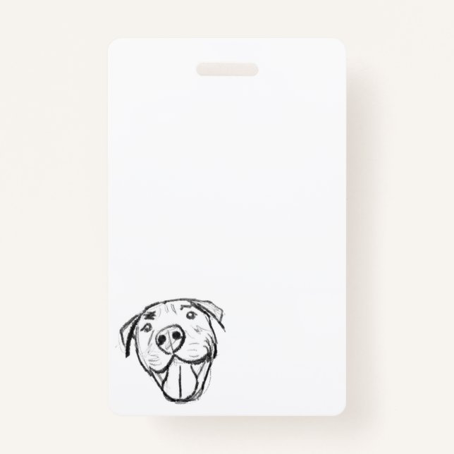 pitbull drawing simple dog lovers black white badge (Front)