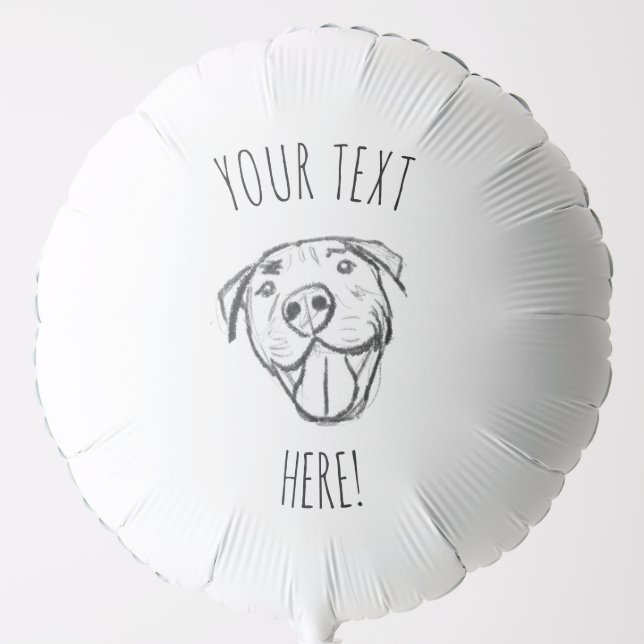 pitbull drawing simple dog lovers black white balloon (Front)