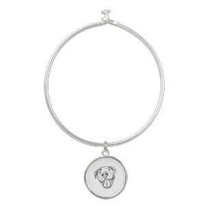 pitbull drawing simple dog lovers black white bangle bracelet