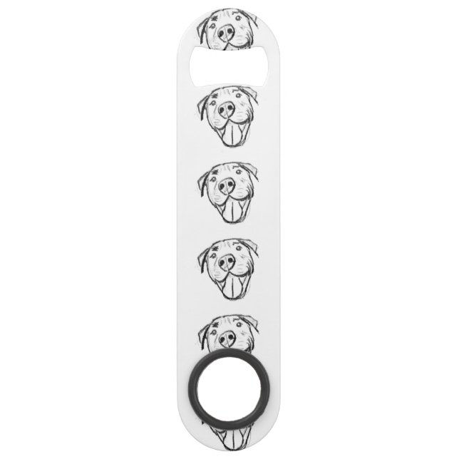 pitbull drawing simple dog lovers black white bar key (Front)