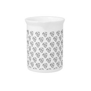 pitbull drawing simple dog lovers black white beverage pitcher
