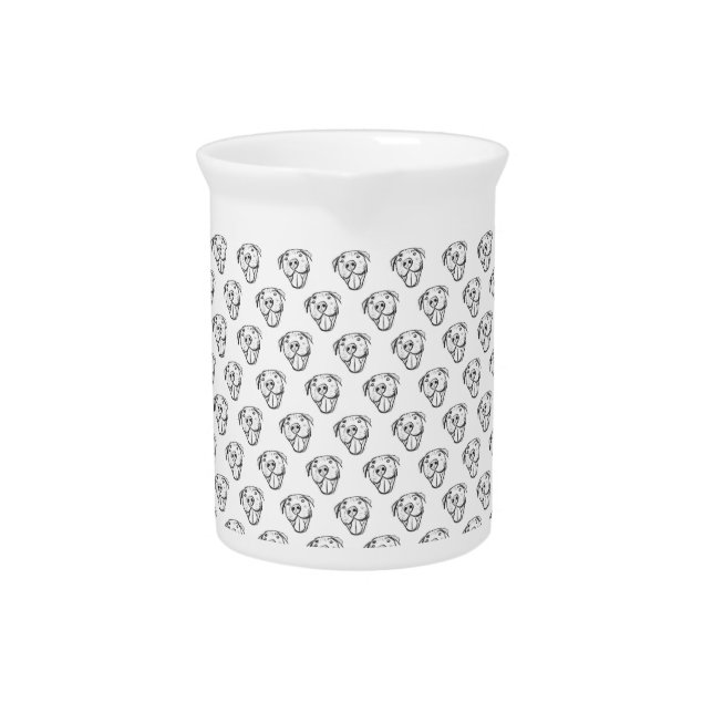 pitbull drawing simple dog lovers black white beverage pitcher (Front)