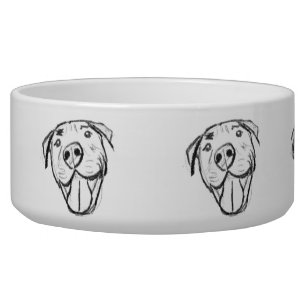 pitbull drawing simple dog lovers black white bowl
