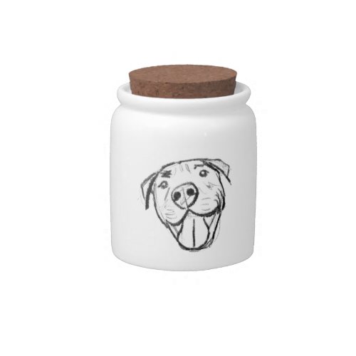 pitbull drawing simple dog lovers black white candy jar