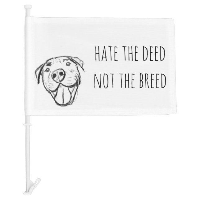 pitbull drawing simple dog lovers black white car flag (Front)
