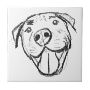pitbull drawing simple dog lovers black white ceramic tile