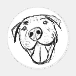 pitbull drawing simple dog lovers black white coaster set