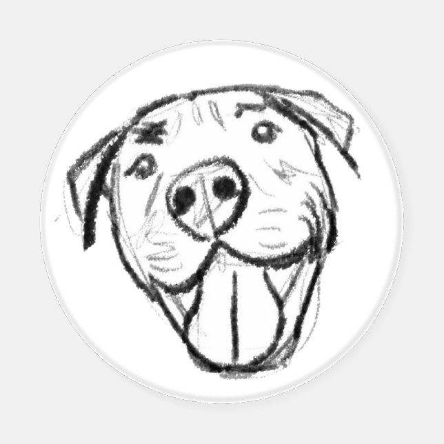 pitbull drawing simple dog lovers black white coaster set (Single)