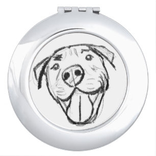 pitbull drawing simple dog lovers black white compact mirror